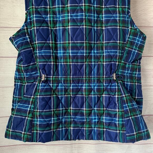 Croft & Borrow Navy Blue and Green Plaid Quilted Vest Full Zip Size L - Picture 7 of 16